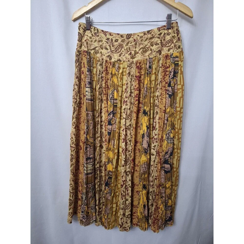 Soft Surroundings Patchwork Batik Beaded Maxi Skirt Sz Petite Small Boho Hippie
